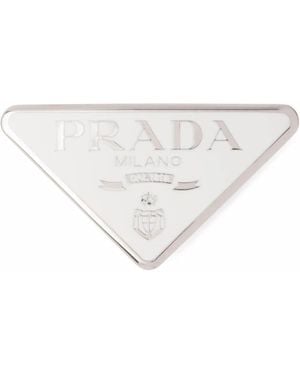 Prada Triangle-Logo Hair Clip - White