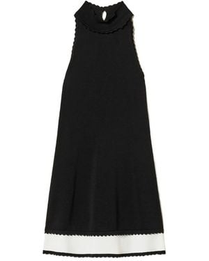 Twinset Scallop-Trim Two-Tone Midi Dress - Black