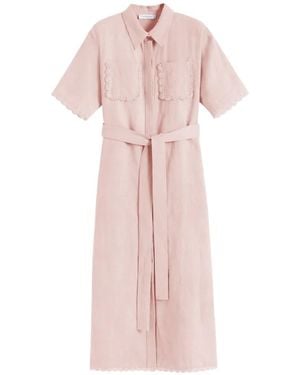 Chinti & Parker Scallop Shirt Midi Dress - Pink