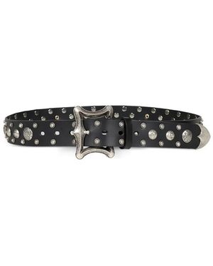 THUG CLUB Dragon Stud-Embellished Leather Belt - White