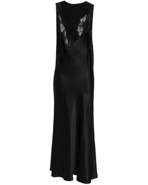 SIR. Robe Longue Montparnasse À Dos Nageur Et Finitions En Dentelle - Black