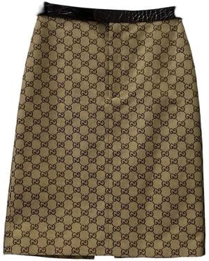 Gucci Gg Supreme Crocodile-Effect Midi Skirt - Green