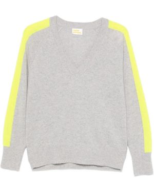 From Future Side-Stripe V-Neck Jumper - Grey