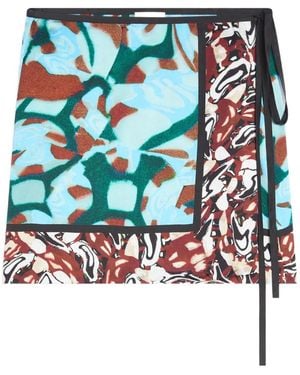 Dries Van Noten Mini Printed Wrap Skirt - Blue