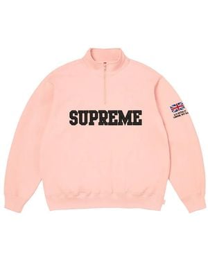 Supreme Flag-Detail Half-Zip Sweatshirt - Pink