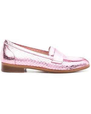 P.A.R.O.S.H. Snakeskin-Effect Metallic Loafers - Pink