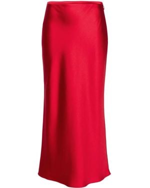 V:PM ATELIER Dramatic Midi Satin Skirt - Red