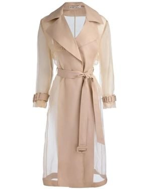 Alice + Olivia Silvia Sheer Belted Trench Coat - Natural