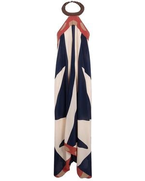 VOLANTIS Saba Abstract-Print Silk Dress - Blue