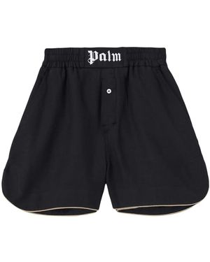 Palm Angels Logo-Patch Cotton Boxer Shorts - Blue