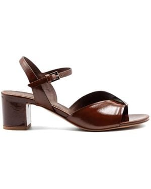 Roberto Del Carlo Betty Crossover-Strap Block-Heel Sandals - Brown