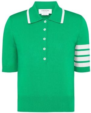 Thom Browne Hector Intarsia 4-Bar Jersey Stitch Polo - Green