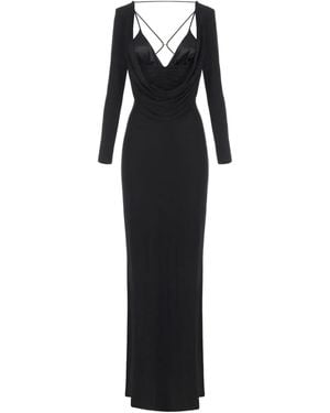 Elisabetta Franchi Draped Long-Sleeve Dress - Black