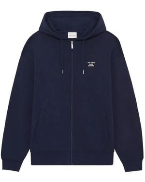 Drole de Monsieur Logo-Print Zip-Up Hoodie - Blue