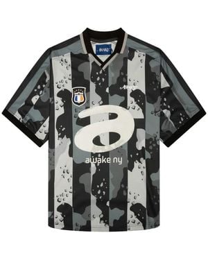 AWAKE NY Camo-Print Striped T-Shirt - Black