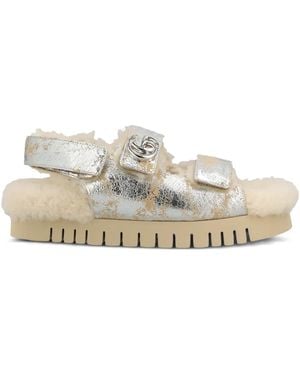 Gucci Logo Metallic Sandals - White