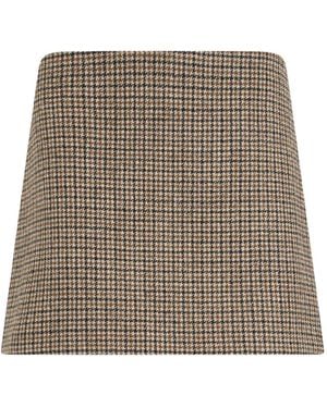 P.A.R.O.S.H. Check-Pattern Wool Mini Skirt - Brown
