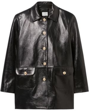 Claudie Pierlot Veste En Cuir À Manches Longues - Noir