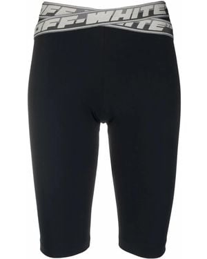 Off-White c/o Virgil Abloh Logo-Print Elasticated Shorts - Black