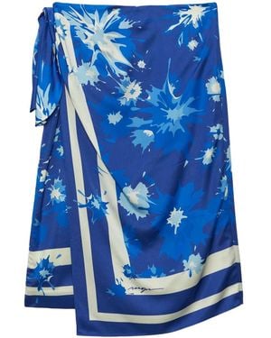 MSGM Printed Midi Skirt - Blue