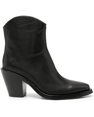Ash Judy Pointed-Toe Leather Boots - Black