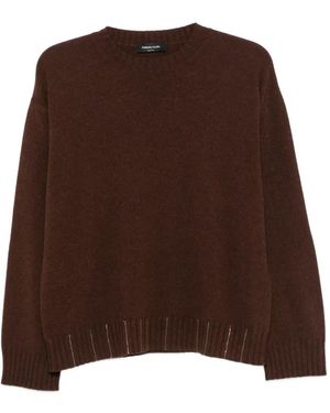 Fabiana Filippi Monili-Chain Ribbed-Trim Jumper - Brown