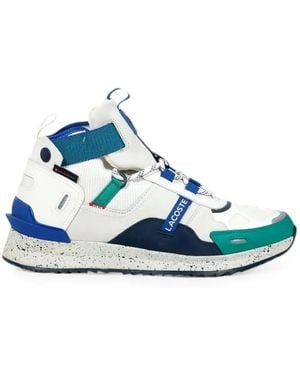 Lacoste Run Breaker Panelled Lace-Up Leather Trainers - Blue