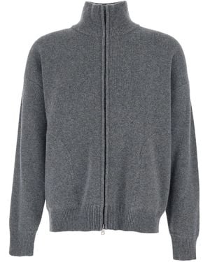 Roberto Collina High Neck Ribbed Knit Cardigan - Grey