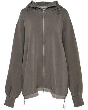 Yohji Yamamoto Drawstring-Hem Hoodie Jacket - Gray