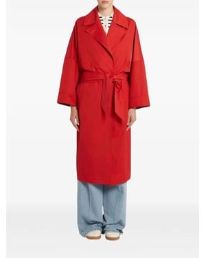 Marella Belted Wide-Sleeve Coat - Red