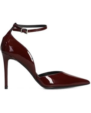 Chantal Buckled Patent-Finish Court Shoes - Brown