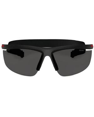 Prada Linea Rossa Zonnebril Met Schild Montuur - Zwart