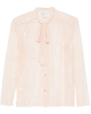 forte_forte Bestickte Bluse Mit Pailletten - Weiß