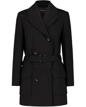 DR. HOPE Belted Double-Breasted Coat - Black