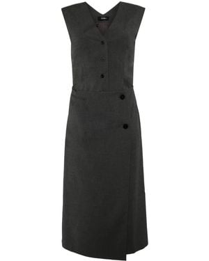 Goen.J Layered Cropped Front Vest Panel Dress - Black