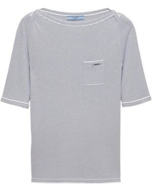 Prada Jersey a rayas con cuello barco - Gris