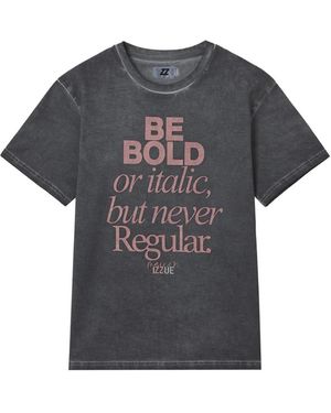 Izzue Lettering-Print T-Shirt - Grey