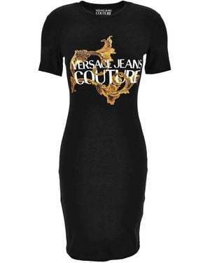 Versace Jeans Couture Logo-Print Midi Dress - Black