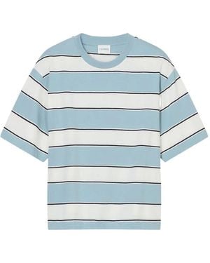 Closed Stripe Dropped-Shoulder T-Shirt - Blue
