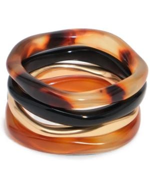 Bimba Y Lola Set Of 4 Tortoiseshell-Effect And Matte Metal Rings - Orange