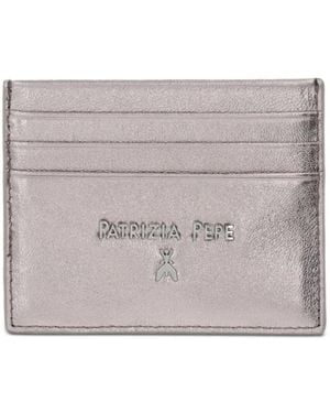 Patrizia Pepe Metallic-Effect Logo-Plaque Cardholder - Grey