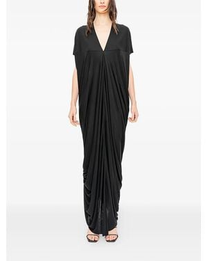 Rick Owens Draped V-Neck Maxi Dress - Black