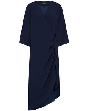 Seventy Abito Midi Con Ruches - Blu