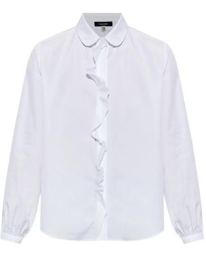 R13 Camisa Con Cuello Peter Pan Y Ribete De Volantes - Blanco