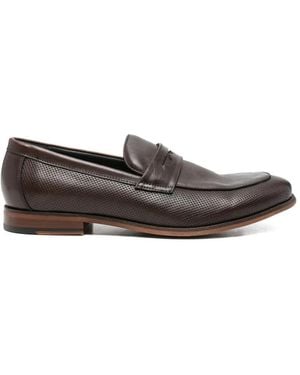 SERGIO MORETTI FIRENZE Perforated-Detail Leather Loafers - Grey