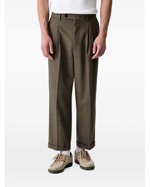 Drole de Monsieur Pleated Turned-Up Trousers - Brown