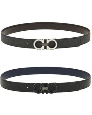Ferragamo Reversible Gancini Buckle Belt - White