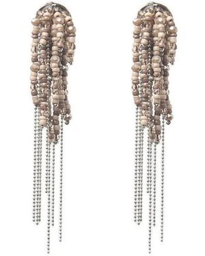 Peserico Pendientes Largos Con Cuentas - Blanco