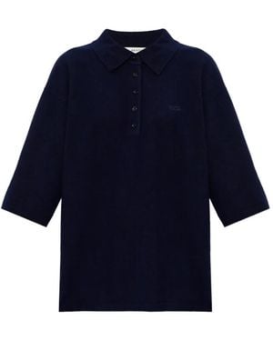 Gestuz Short-Sleeve Polo Top - Blue