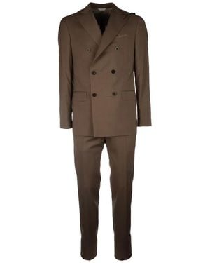 Boglioli Double-Breasted Wool Suit - Brown